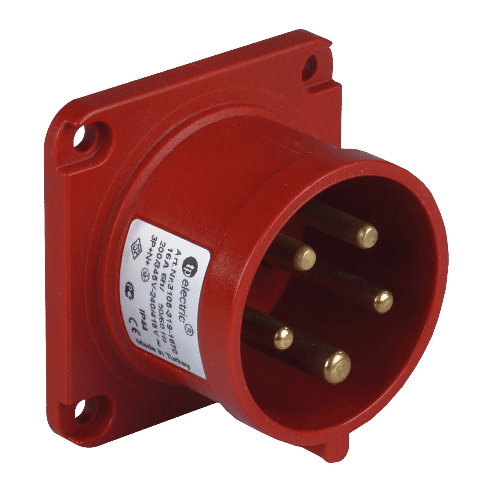 5x32A - CEE NORM IP 44 Makine Fişi (düz) (75x75), Vidalı