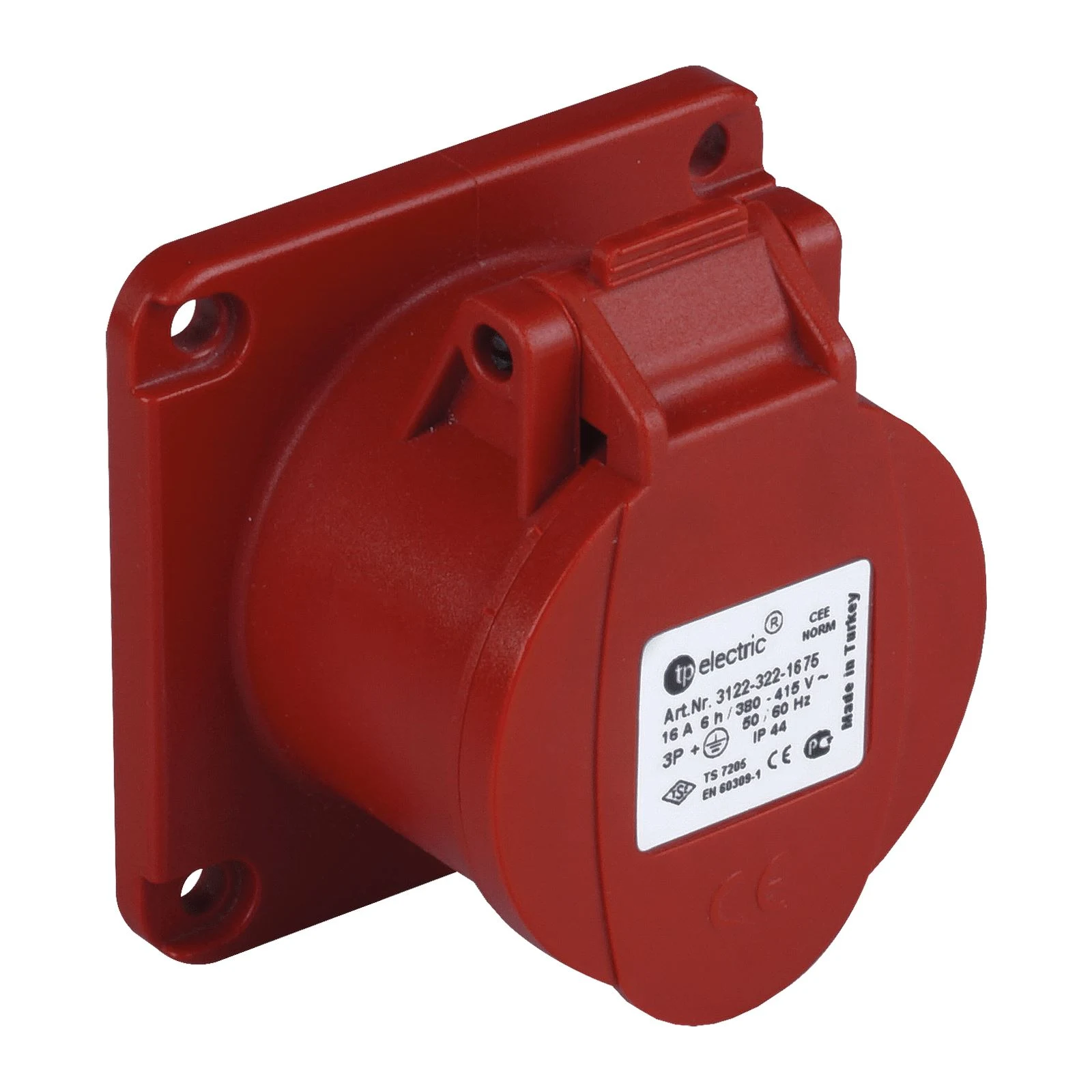 5x32A - CEE NORM IP 44 Makine Prizi (düz) (75x75), Vidalı