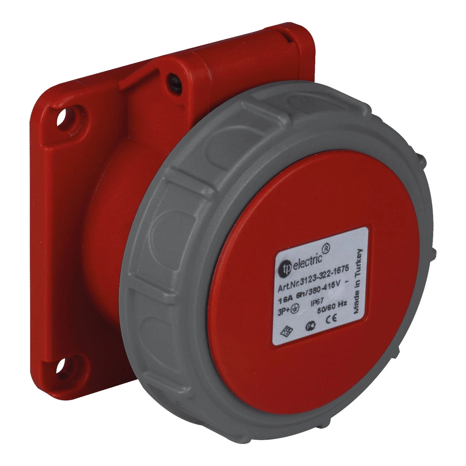 5x32A - CEE NORM IP 67 Makine Prizi (düz) (75x75), Vidalı