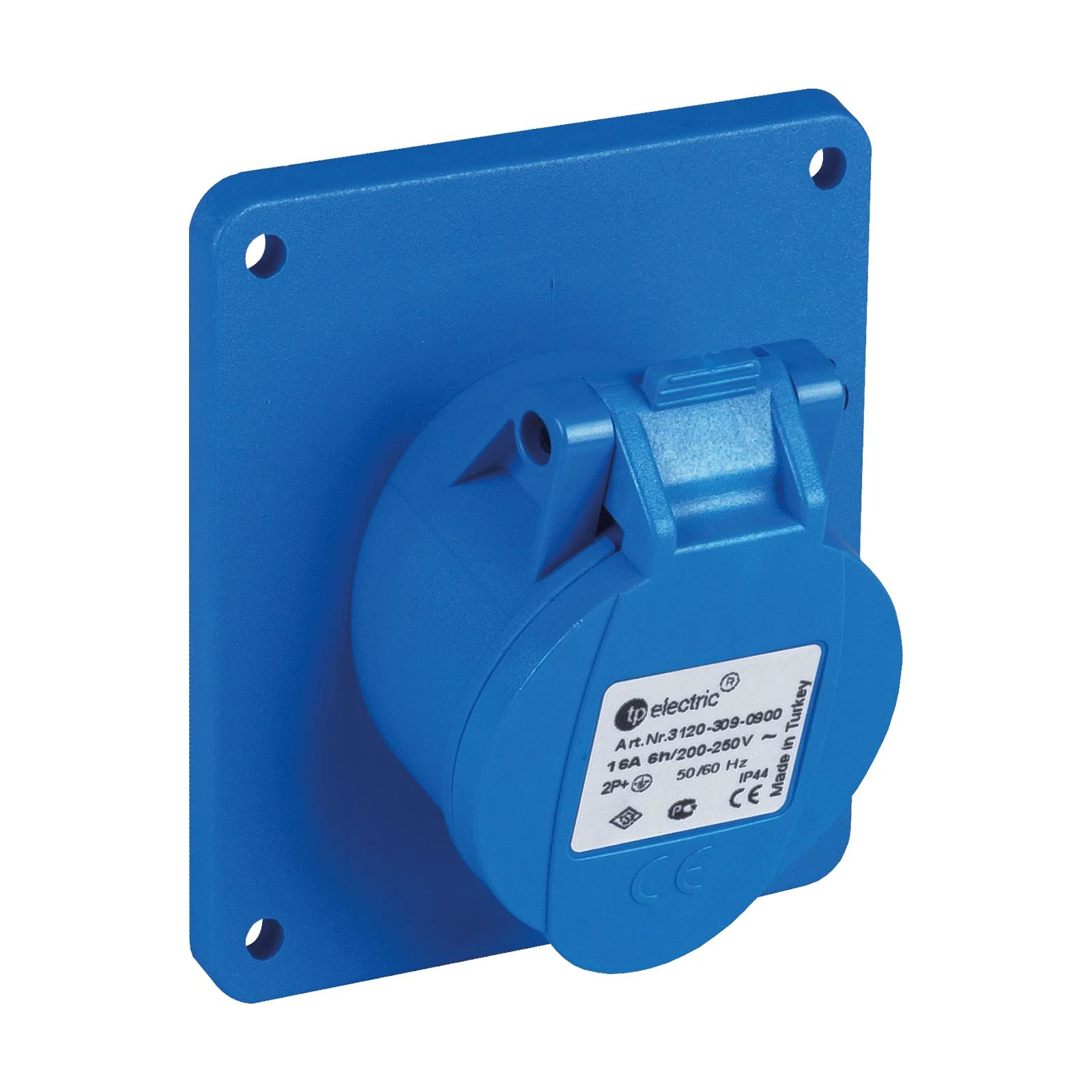 3x16A - CEE NORM IP 44 Makine Prizi (eğik) (83x90), Vidalı