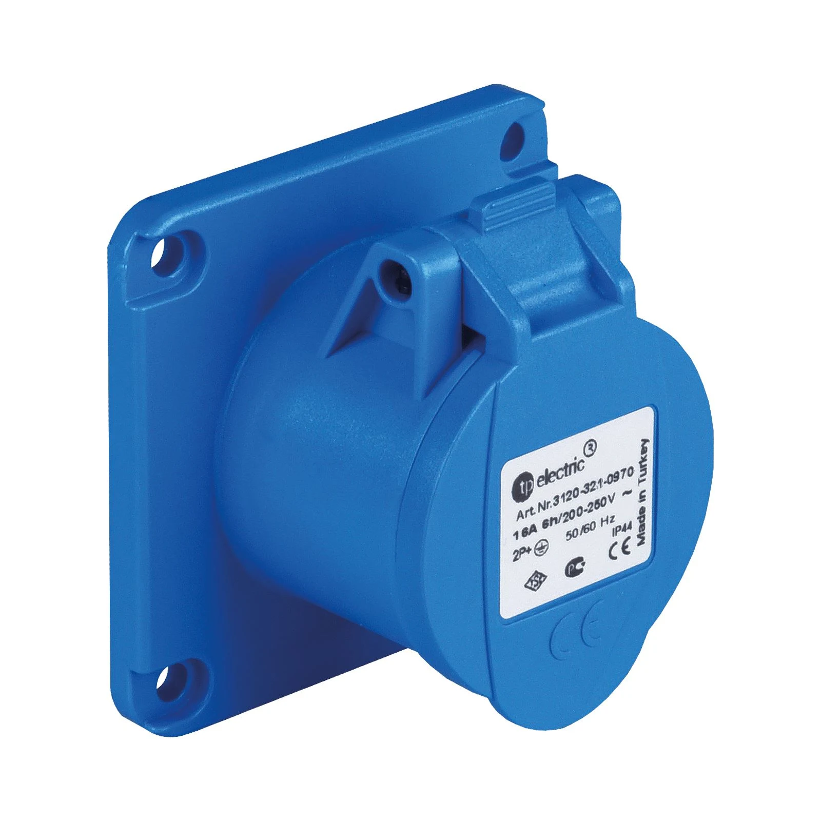 3x16A - CEE NORM IP 44 Makine Prizi (düz) (75x75), Vidalı