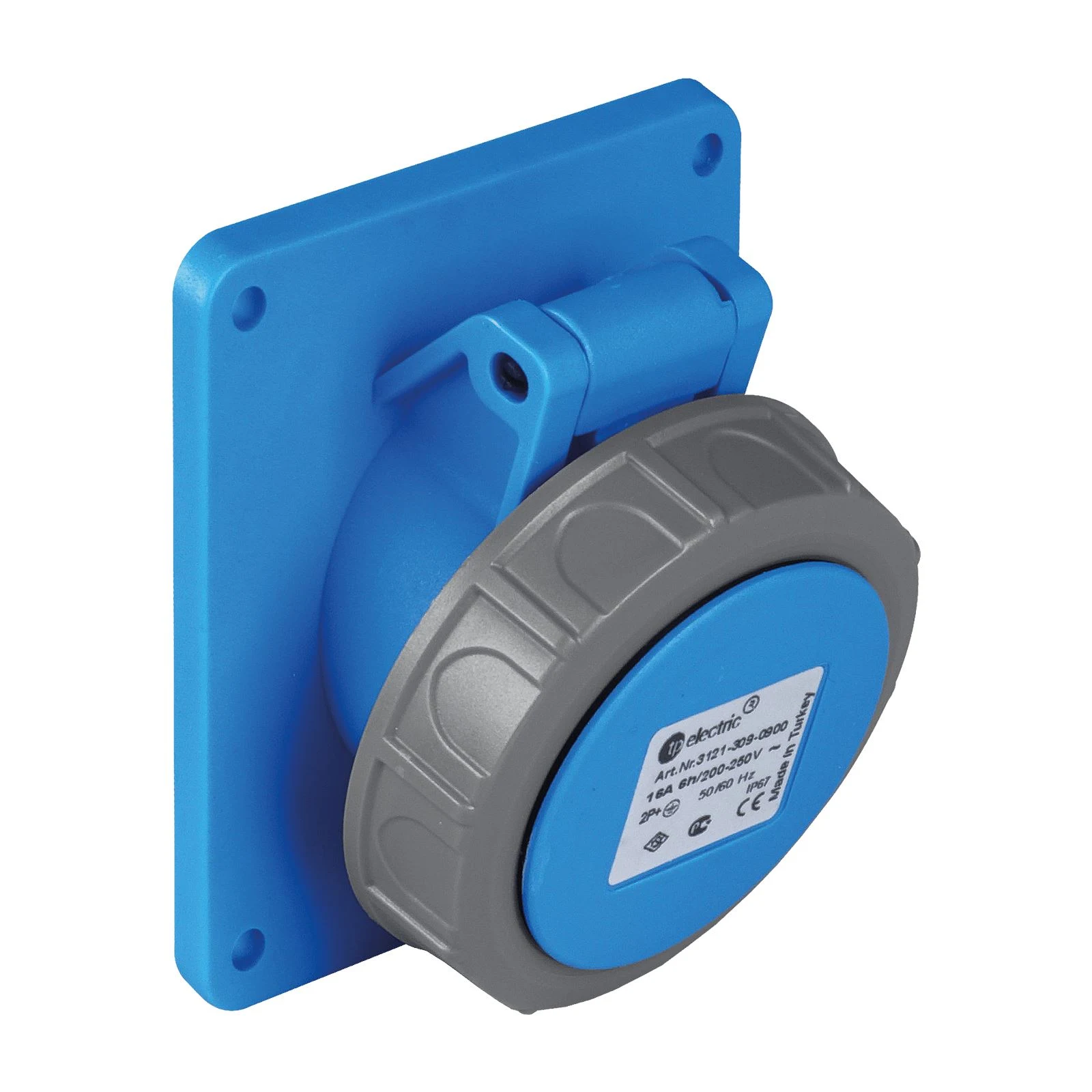 3x16A - CEE NORM IP 67 Makine Prizi (eğik) (83x90), Vidalı